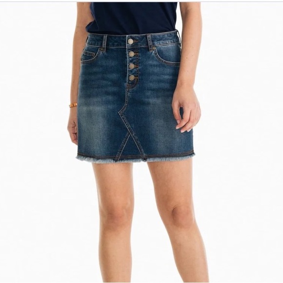 SOUTHERN TIDE DENIM SKIRT GABRIELA DENIM SKIRT MEDIUM INDIGO 27W TRENDING - Picture 2 of 16